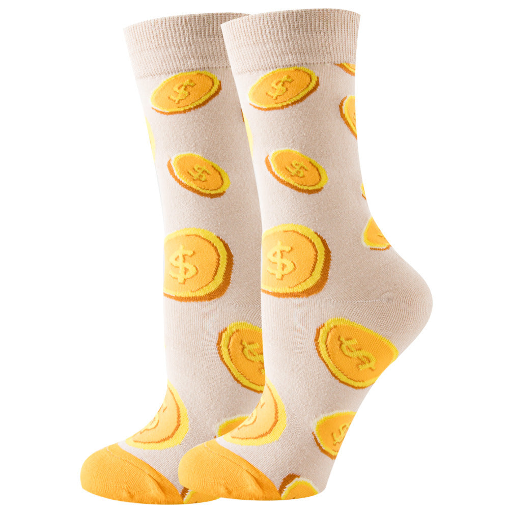 【2 Pairs】🍭 Sock Carnival· Khaki Dollar