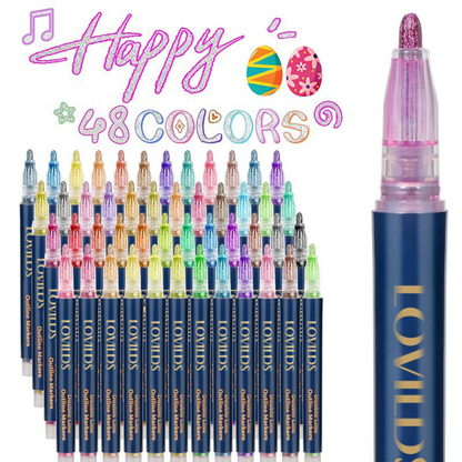 Shimmer Markers – 12, 24, 36 & 48 Color Glitter Gel Pens