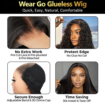 Last Day 70% OFF🔥Pre-Cut Lace Kinky Straight 360 Full Lace Frontal Glueless Wig With Invisi Drawstring Pre Plucked Human Hair Wig