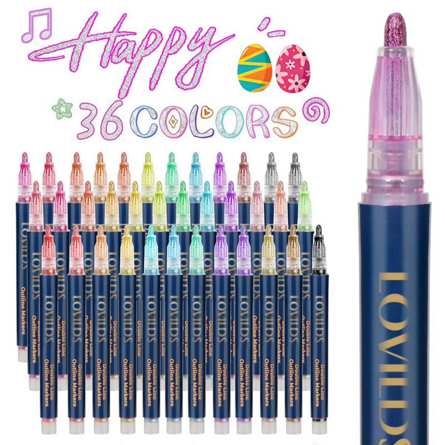 Shimmer Markers – 12, 24, 36 & 48 Color Glitter Gel Pens