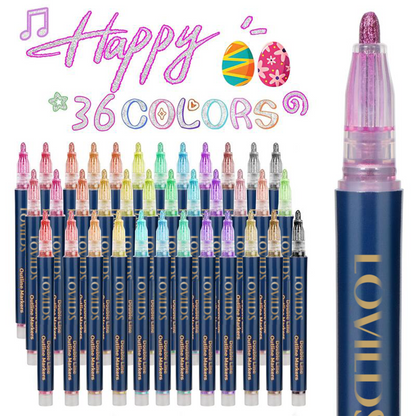 Shimmer Markers – 12, 24, 36 & 48 Color Glitter Gel Pens
