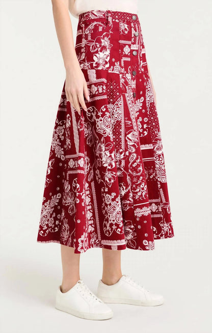 Elegant Floral Pattern Midi Skirt