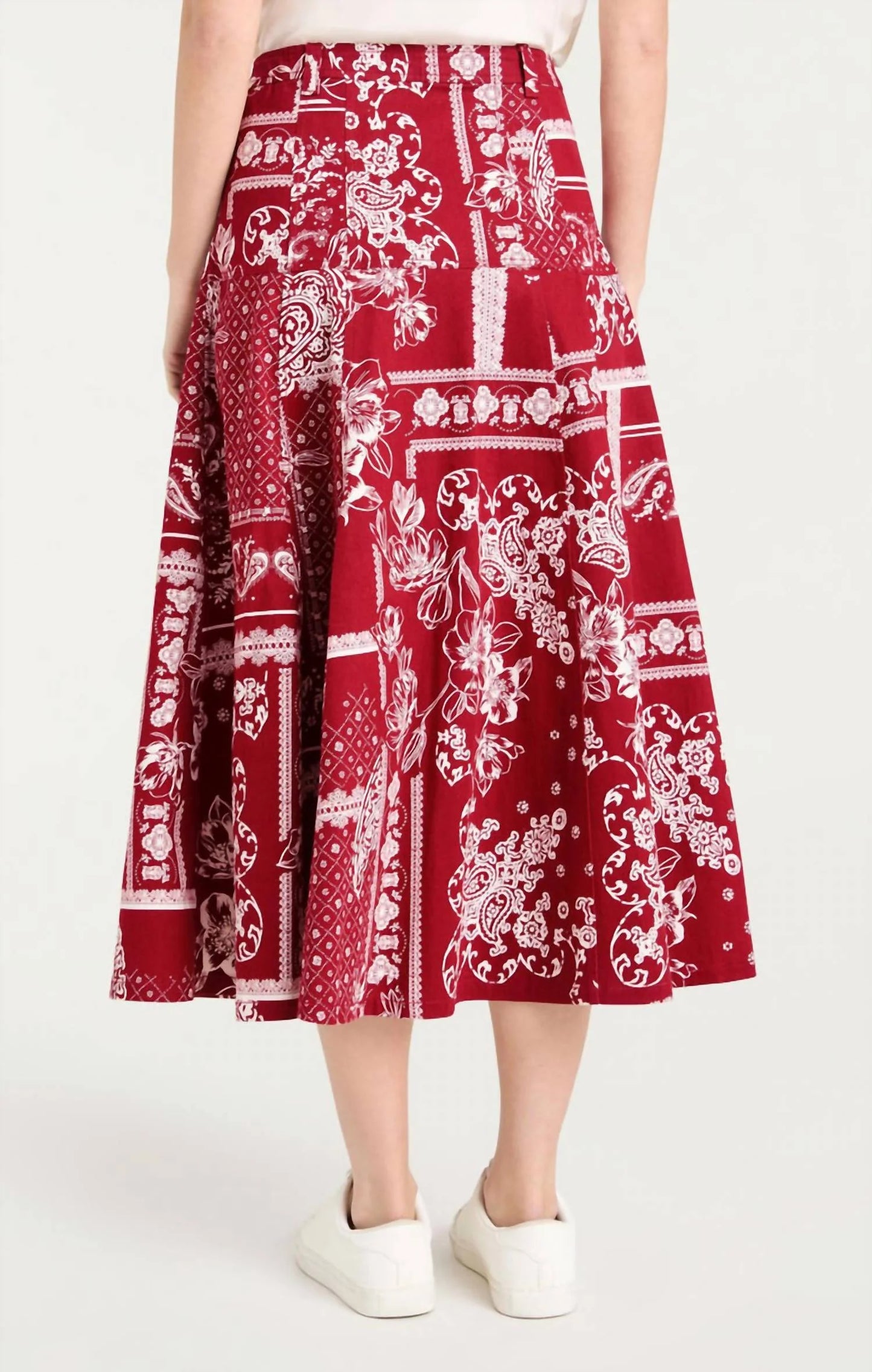 Elegant Floral Pattern Midi Skirt