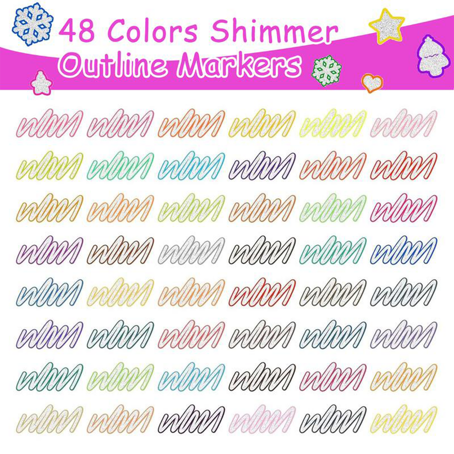 Shimmer Markers – 12, 24, 36 & 48 Color Glitter Gel Pens