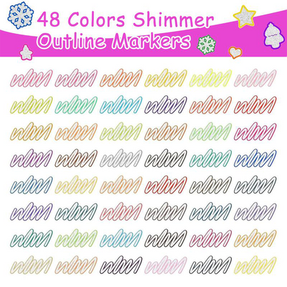 Shimmer Markers – 12, 24, 36 & 48 Color Glitter Gel Pens