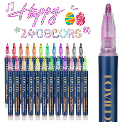 Shimmer Markers – 12, 24, 36 & 48 Color Glitter Gel Pens