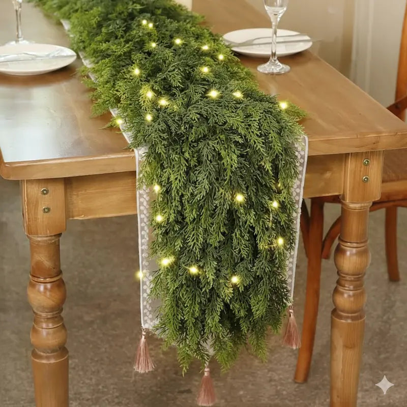✨Last Day 70% OFF＆FREE SHIPPING🎁 60FT Lighted Cedar Garland — Warm LED Christmas Decoration