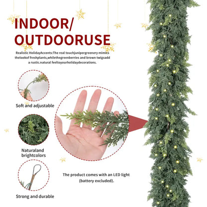 ✨Last Day 70% OFF＆FREE SHIPPING🎁 60FT Lighted Cedar Garland — Warm LED Christmas Decoration