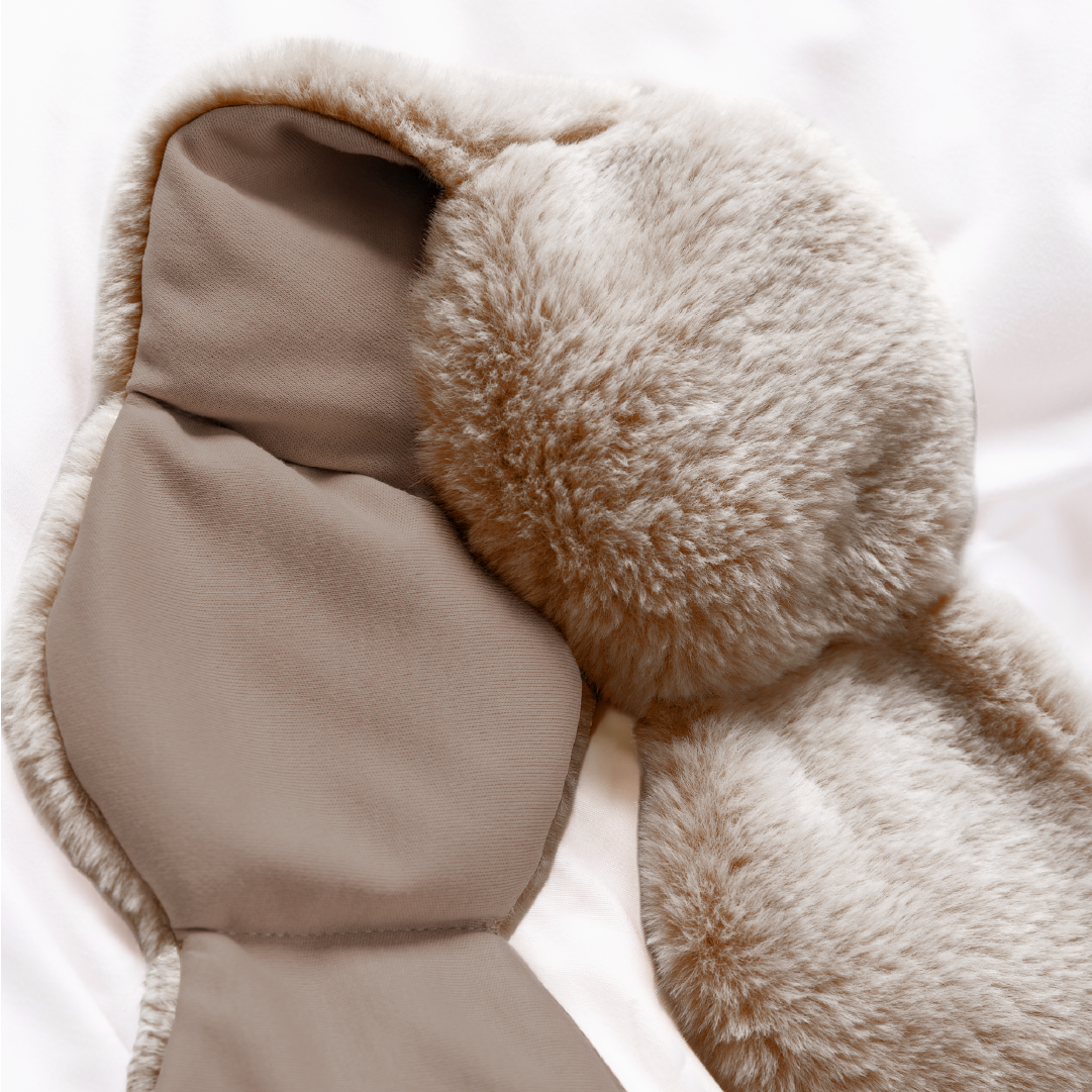 Winter New Release | Teddy Mask – Plush Faux Fur & Pima Cotton, 9 oz Calming Pressure