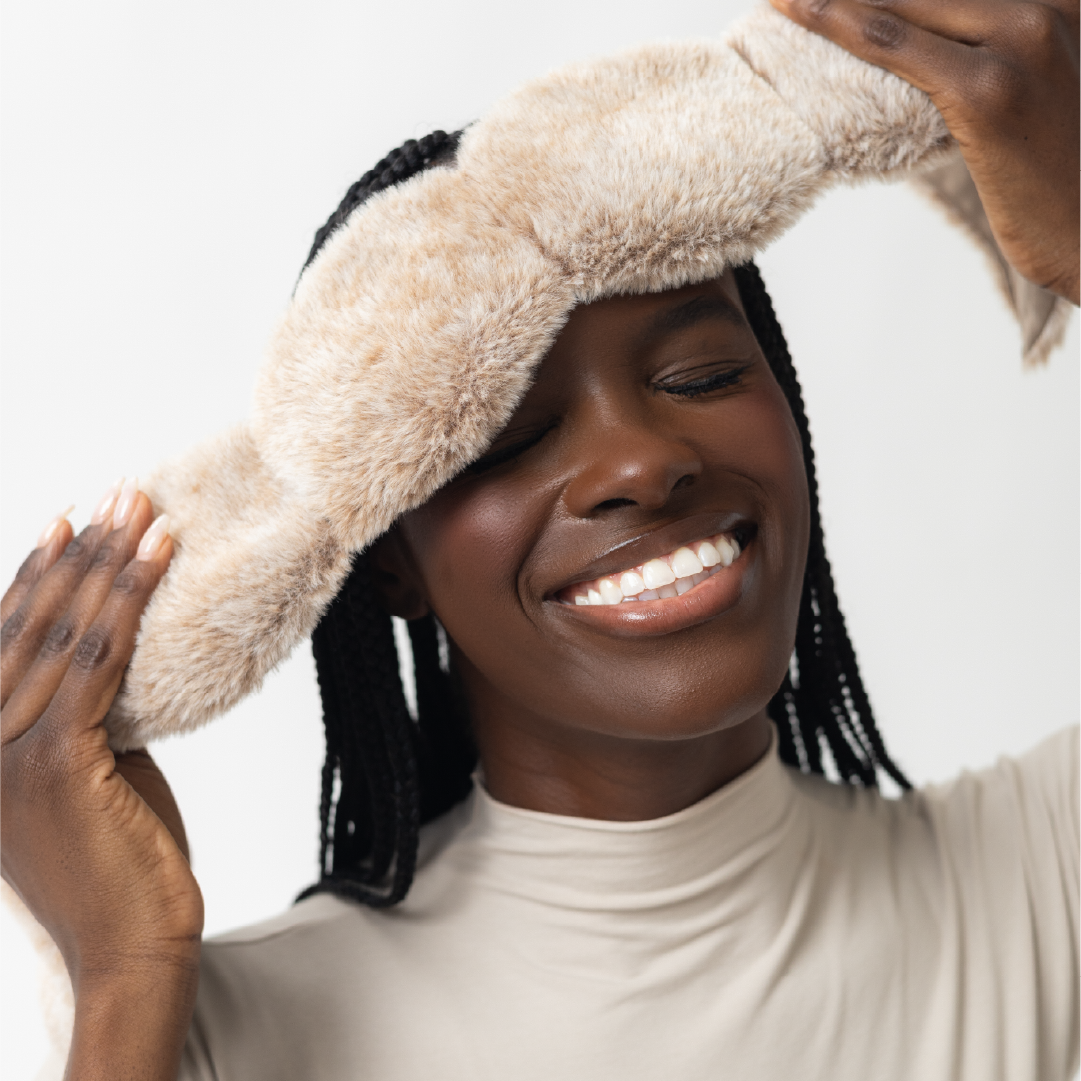 Winter New Release | Teddy Mask – Plush Faux Fur & Pima Cotton, 9 oz Calming Pressure