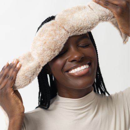 Winter New Release | Teddy Mask – Plush Faux Fur & Pima Cotton, 9 oz Calming Pressure