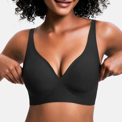VRCONFY Jelly Wireless Womens Comfortable Wireless Bras Push Up Bralettes Seamless Tshirts Bras Deep V Everyday Bras