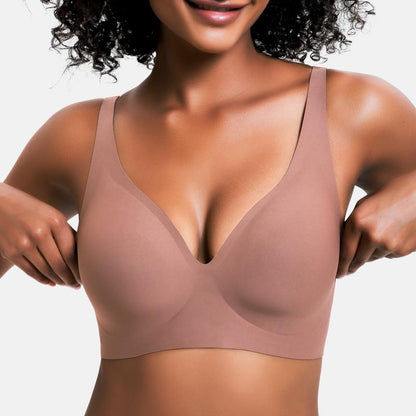 VRCONFY Jelly Wireless Womens Comfortable Wireless Bras Push Up Bralettes Seamless Tshirts Bras Deep V Everyday Bras