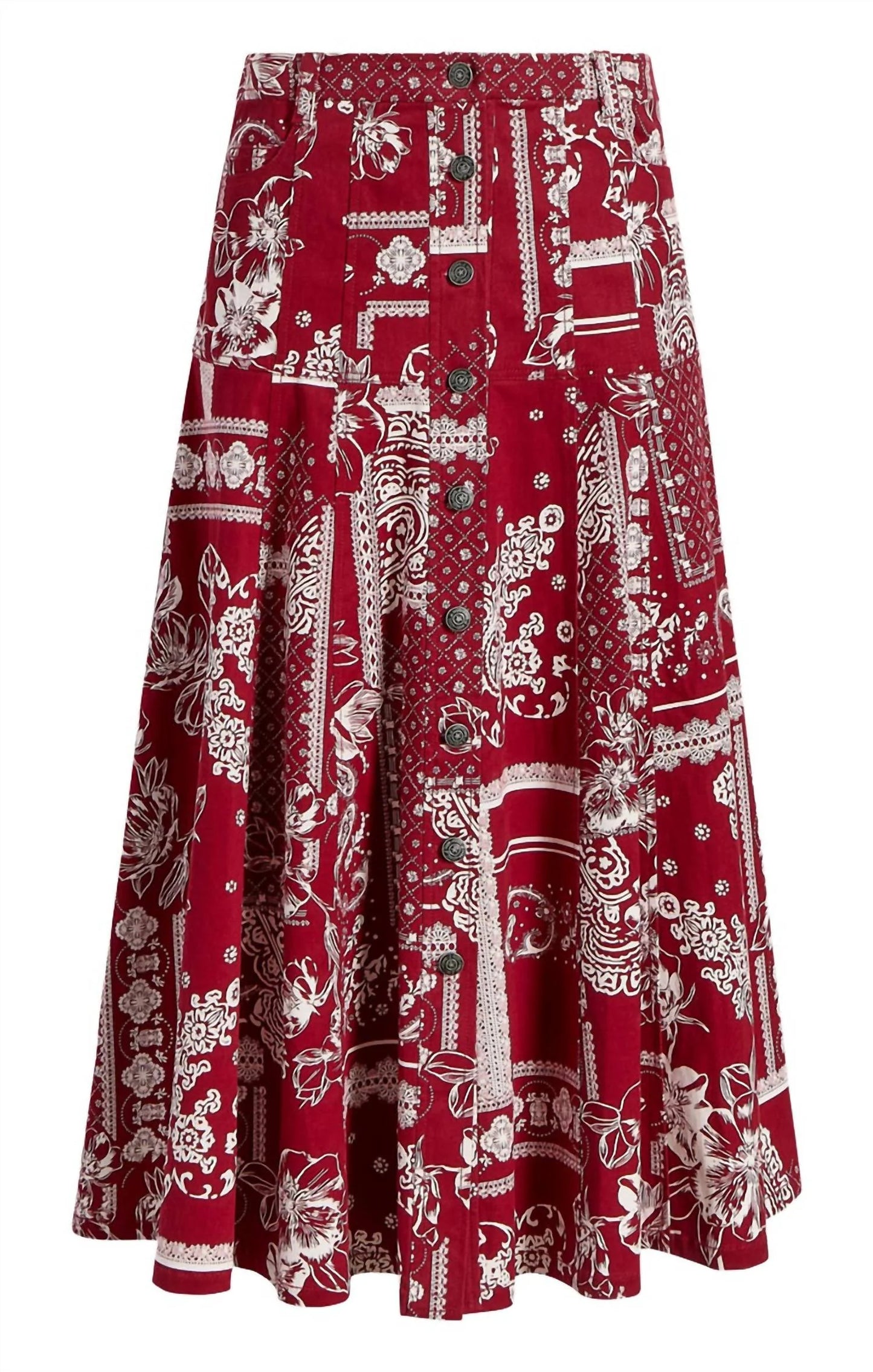 Elegant Floral Pattern Midi Skirt