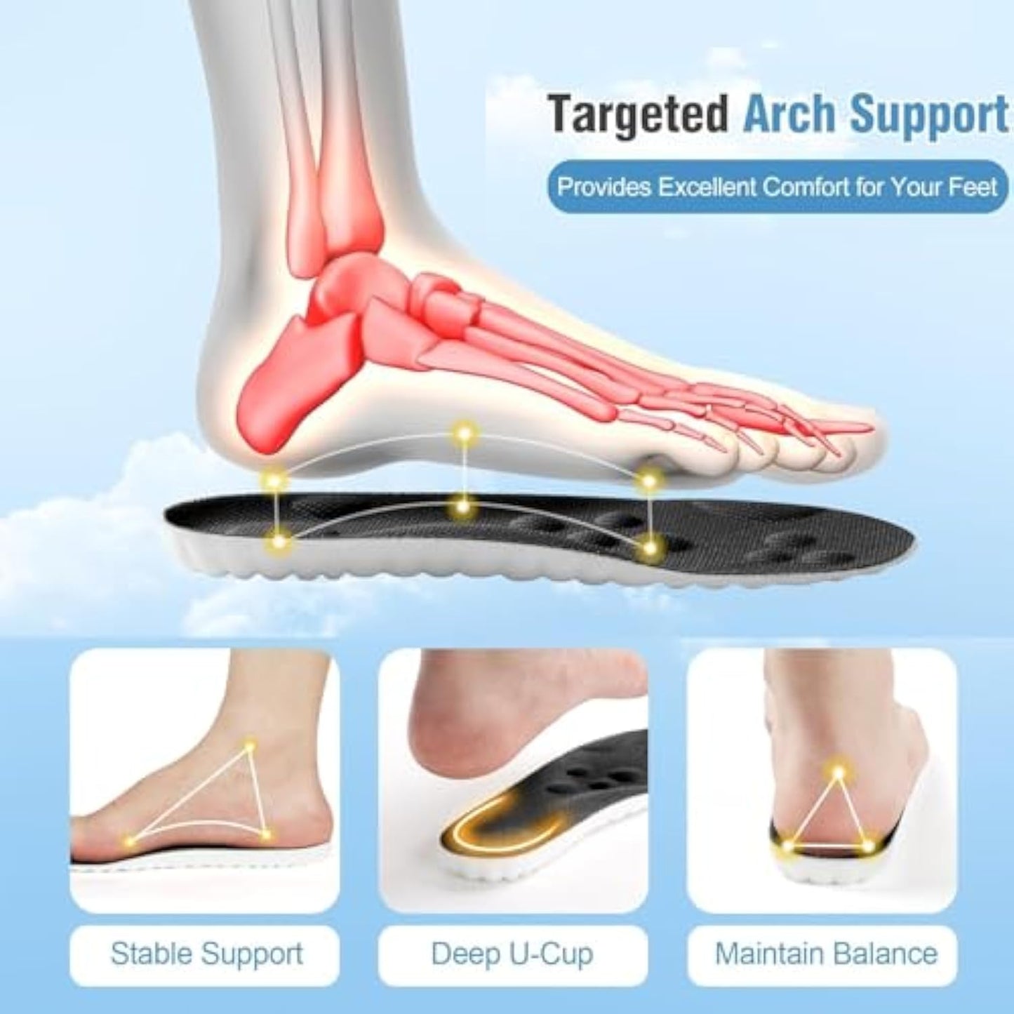 4D Memory Foam Support for Pain-Free Walking